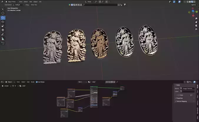Ancient oriental sacre decorative basrelief Low-poly 3D model