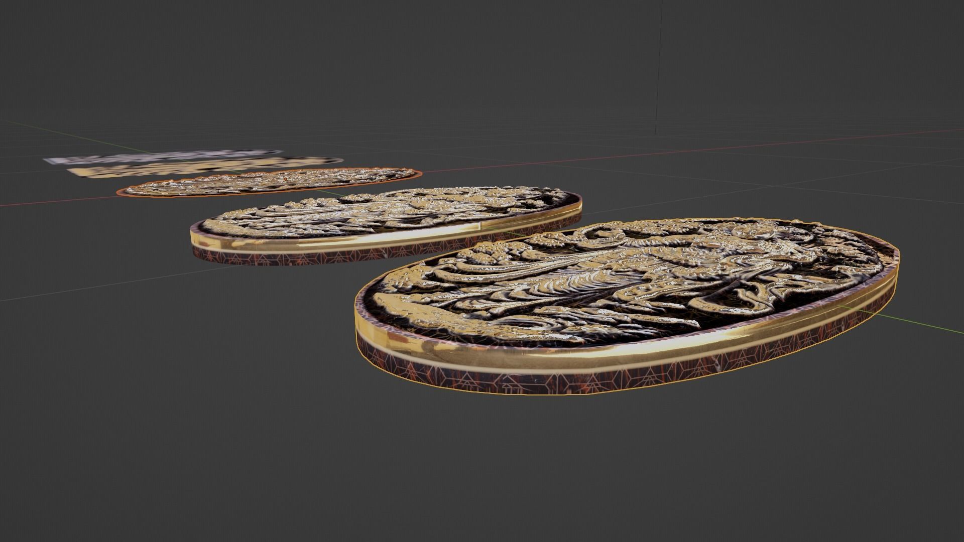 Ancient oriental sacre decorative basrelief Low-poly 3D model_57