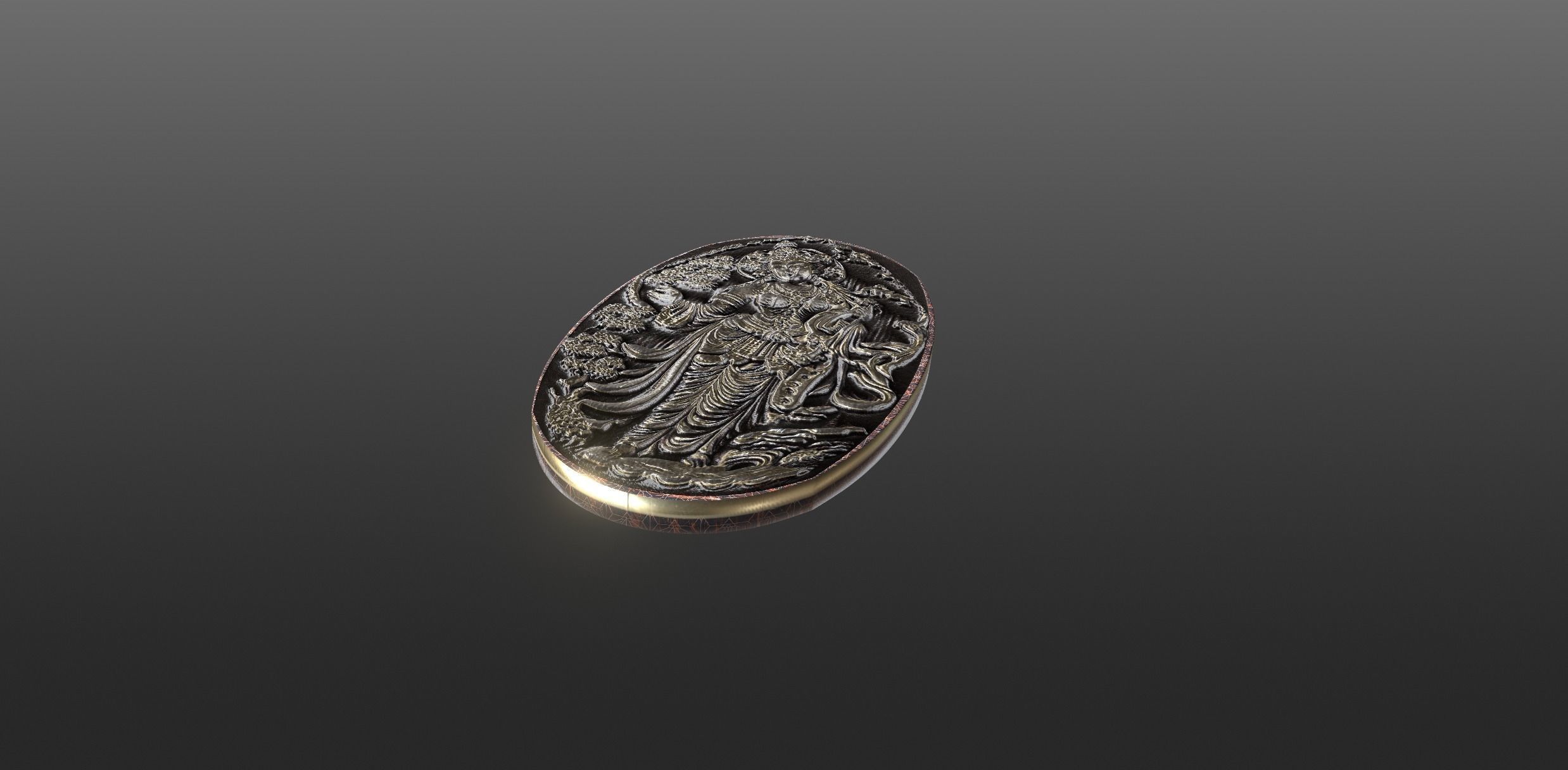 Ancient oriental sacre decorative basrelief Low-poly 3D model_16