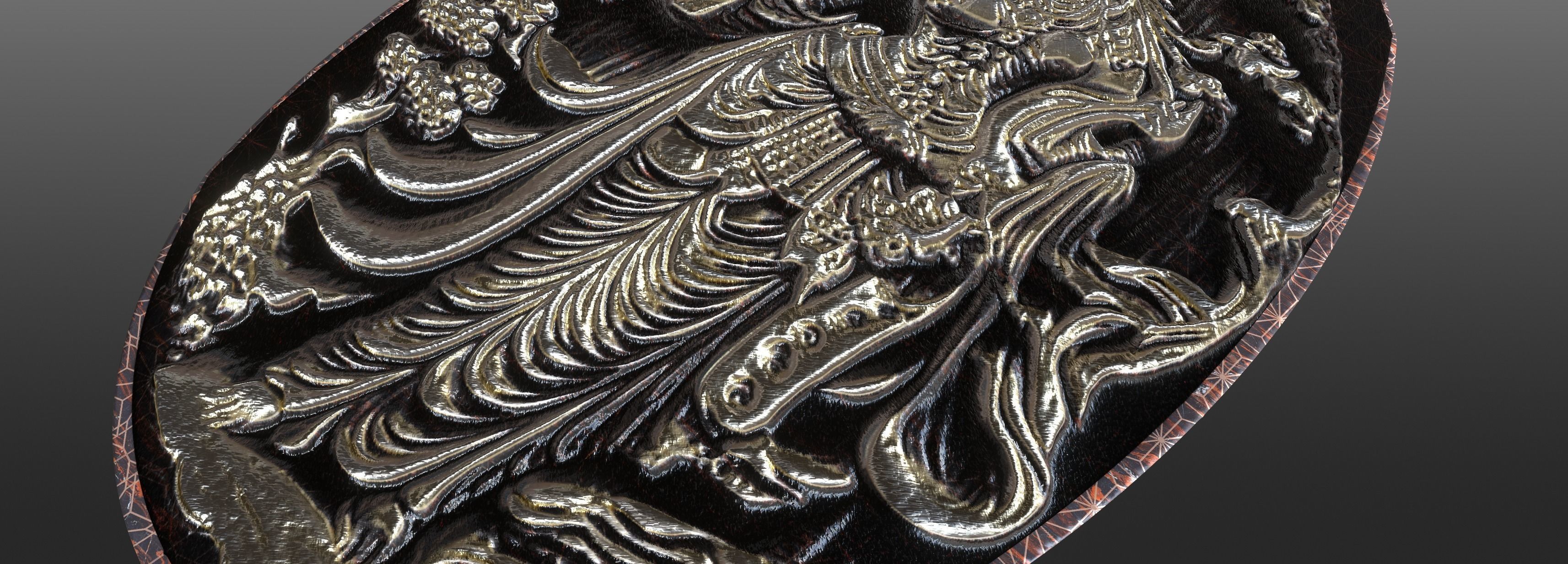 Ancient oriental sacre decorative basrelief Low-poly 3D model_26