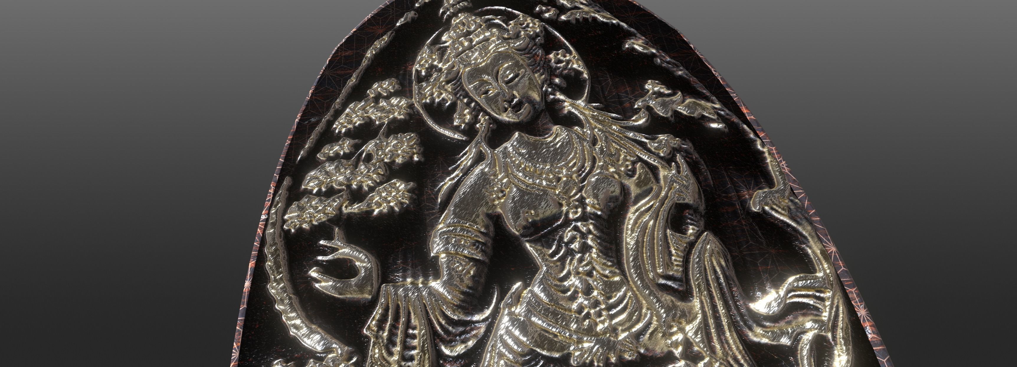 Ancient oriental sacre decorative basrelief Low-poly 3D model_39