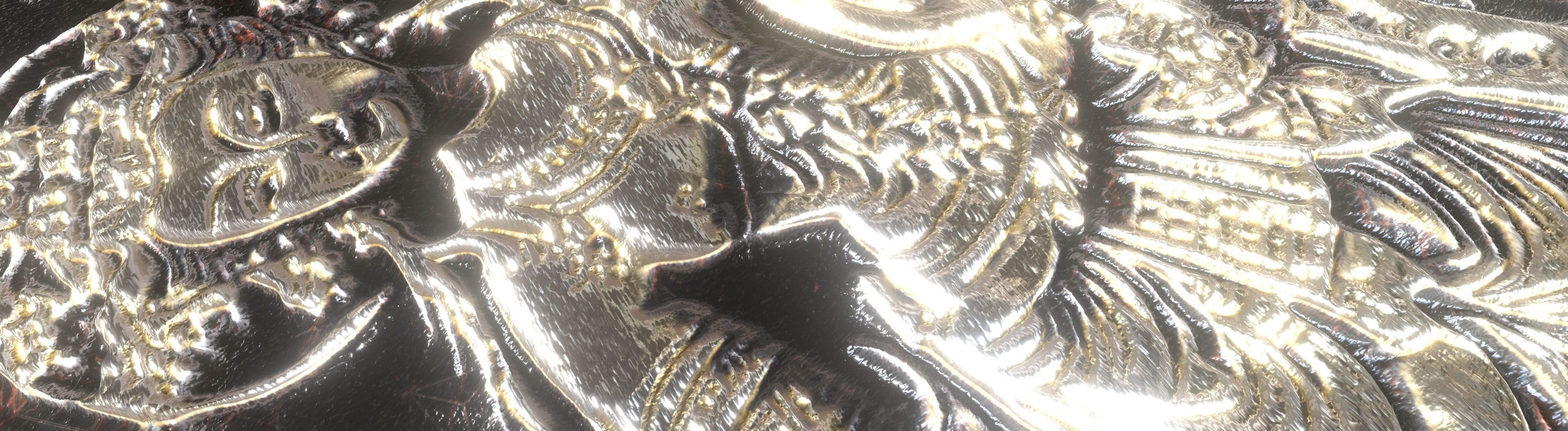 Ancient oriental sacre decorative basrelief Low-poly 3D model_8