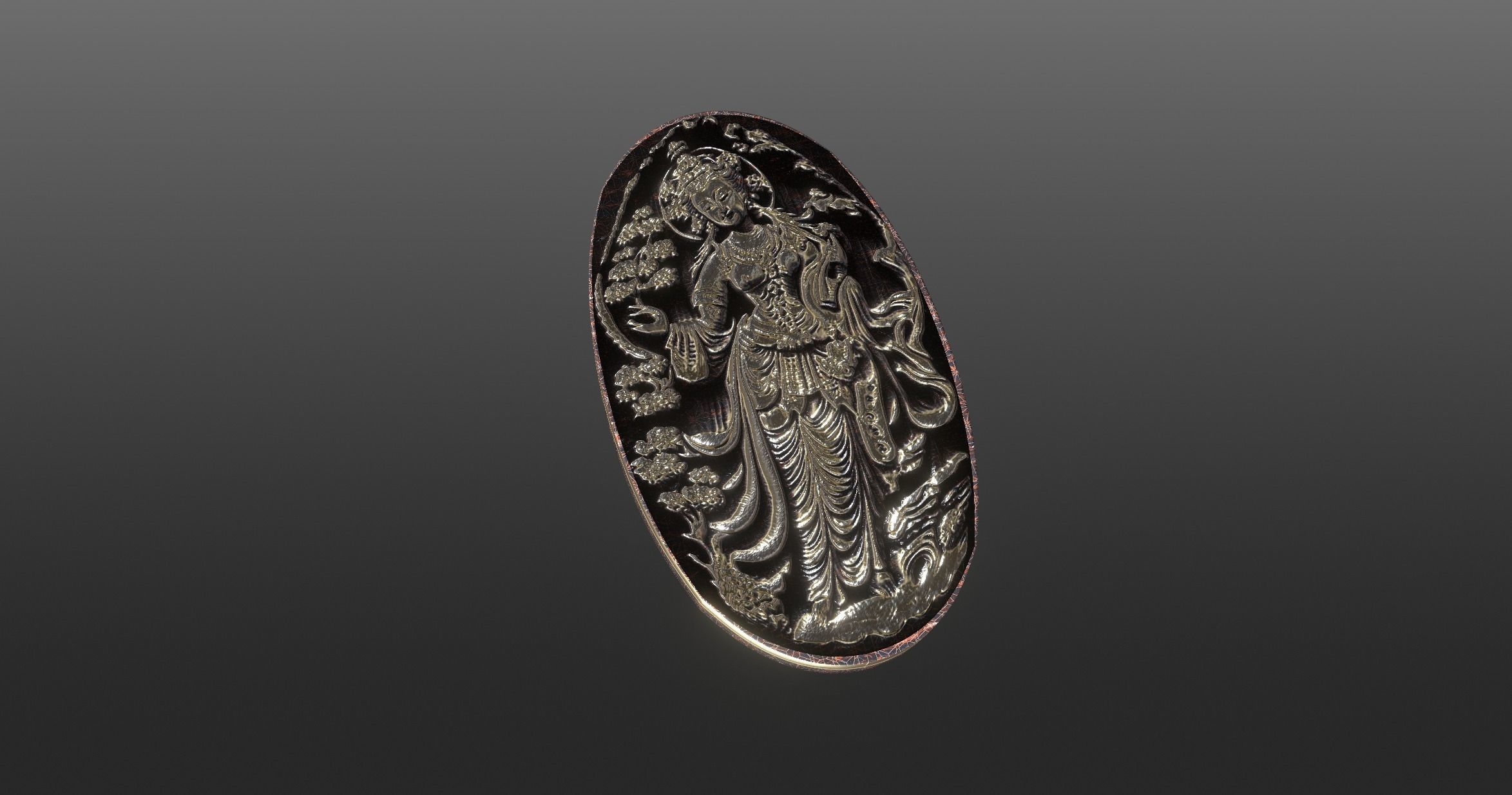 Ancient oriental sacre decorative basrelief Low-poly 3D model_22