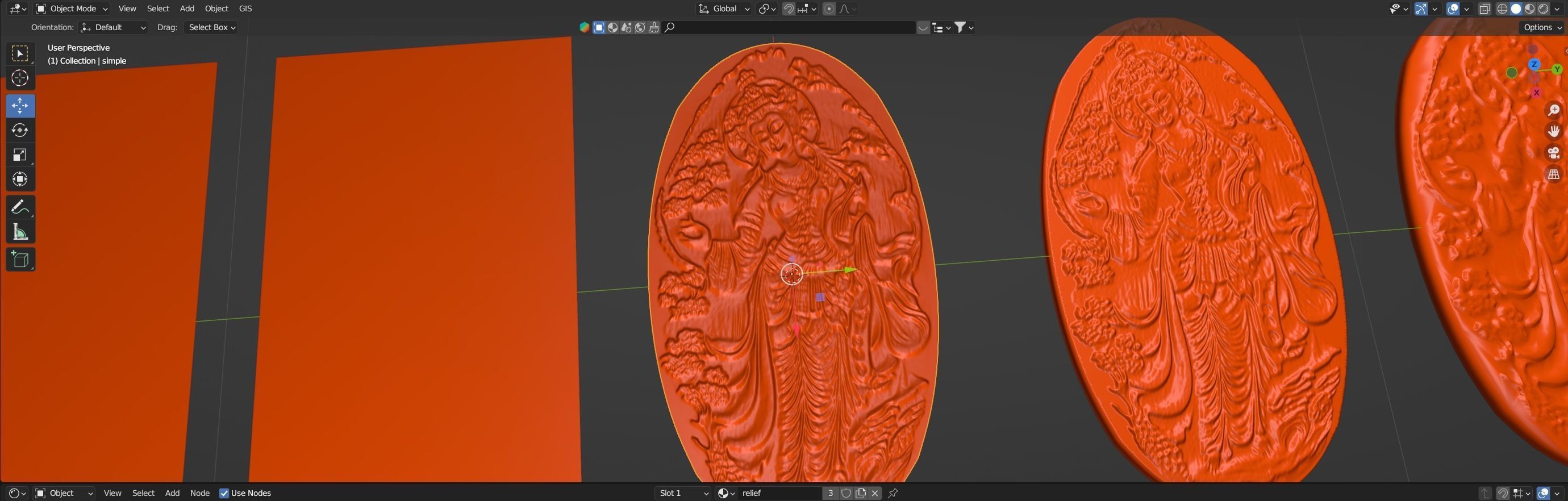 Ancient oriental sacre decorative basrelief Low-poly 3D model_46
