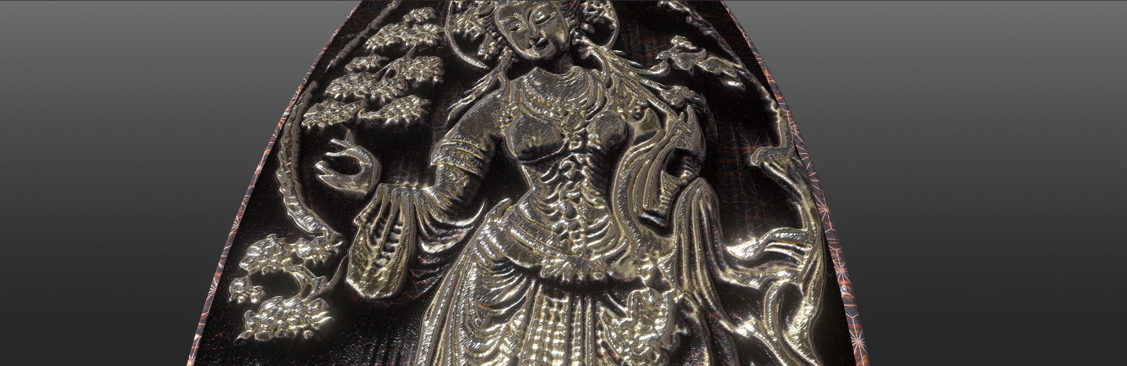 Ancient oriental sacre decorative basrelief Low-poly 3D model_40