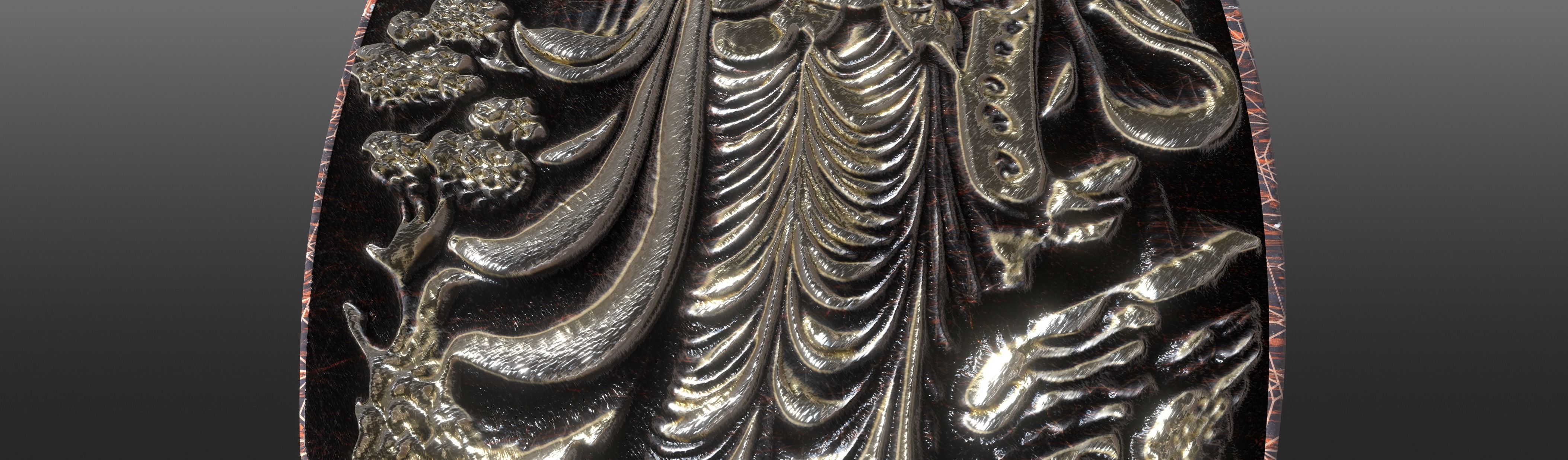 Ancient oriental sacre decorative basrelief Low-poly 3D model_41