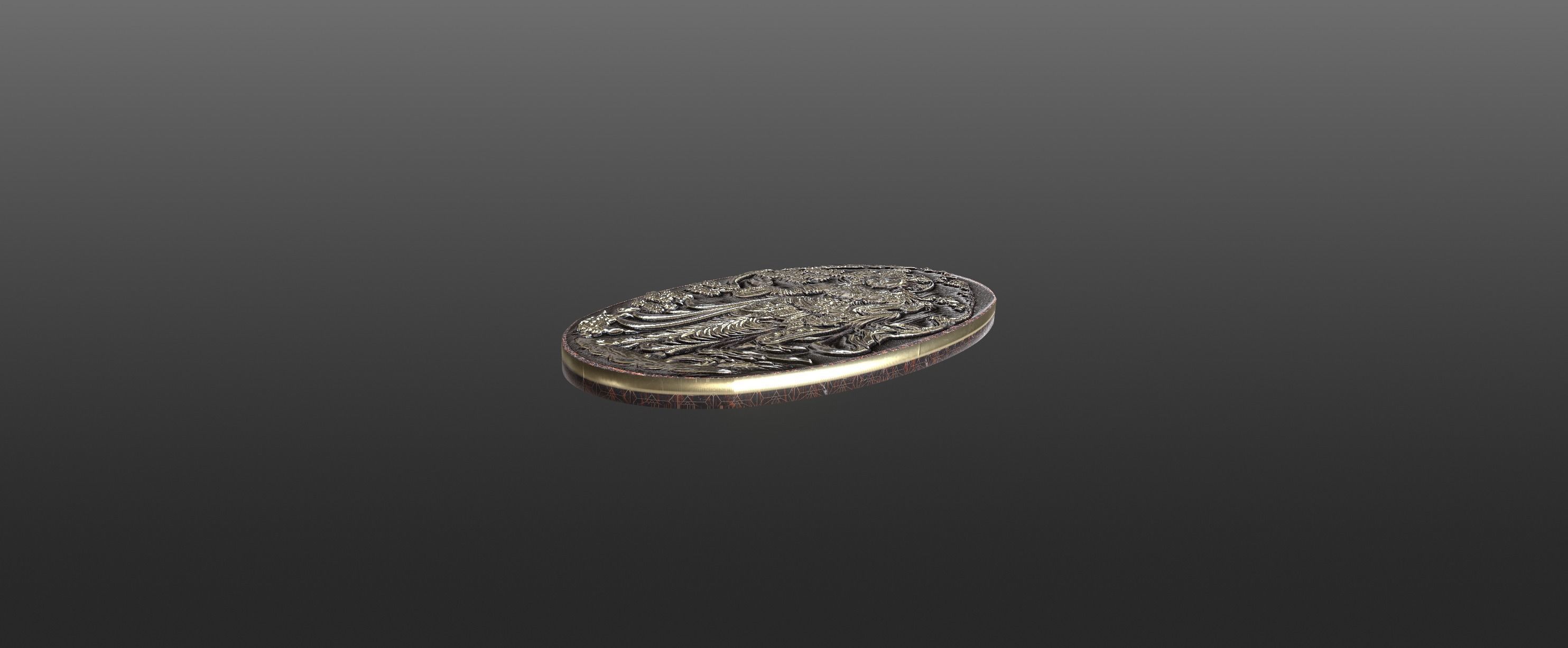 Ancient oriental sacre decorative basrelief Low-poly 3D model_29