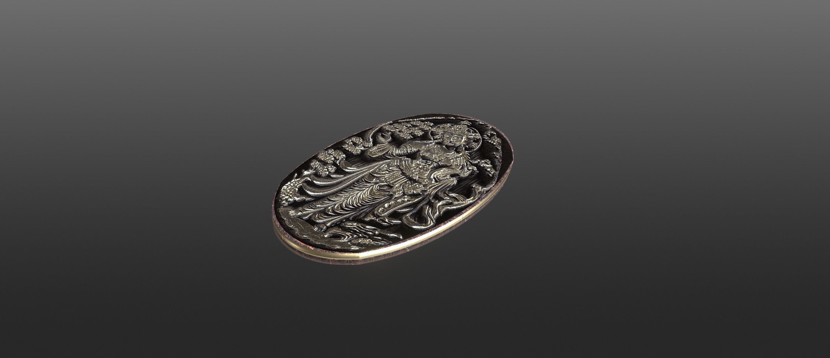 Ancient oriental sacre decorative basrelief Low-poly 3D model_61