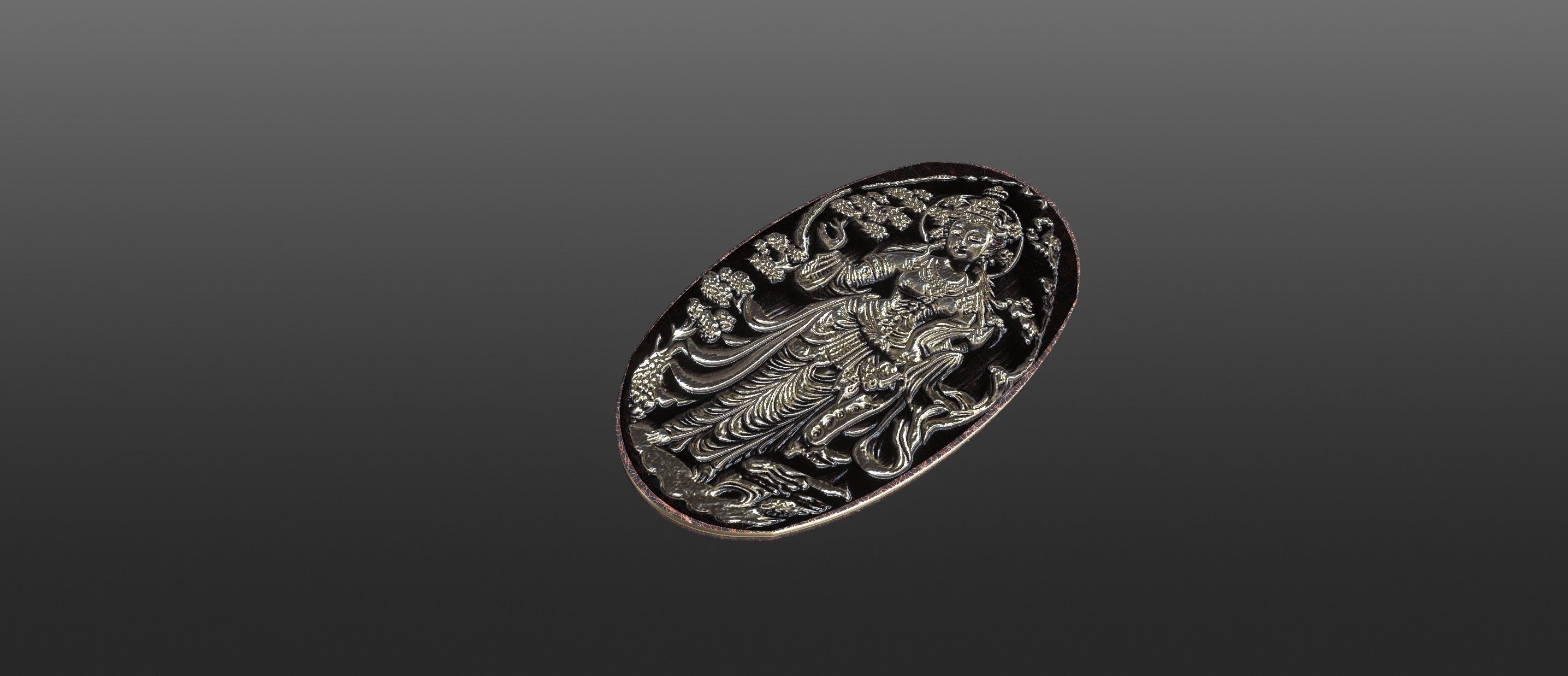 Ancient oriental sacre decorative basrelief Low-poly 3D model_32