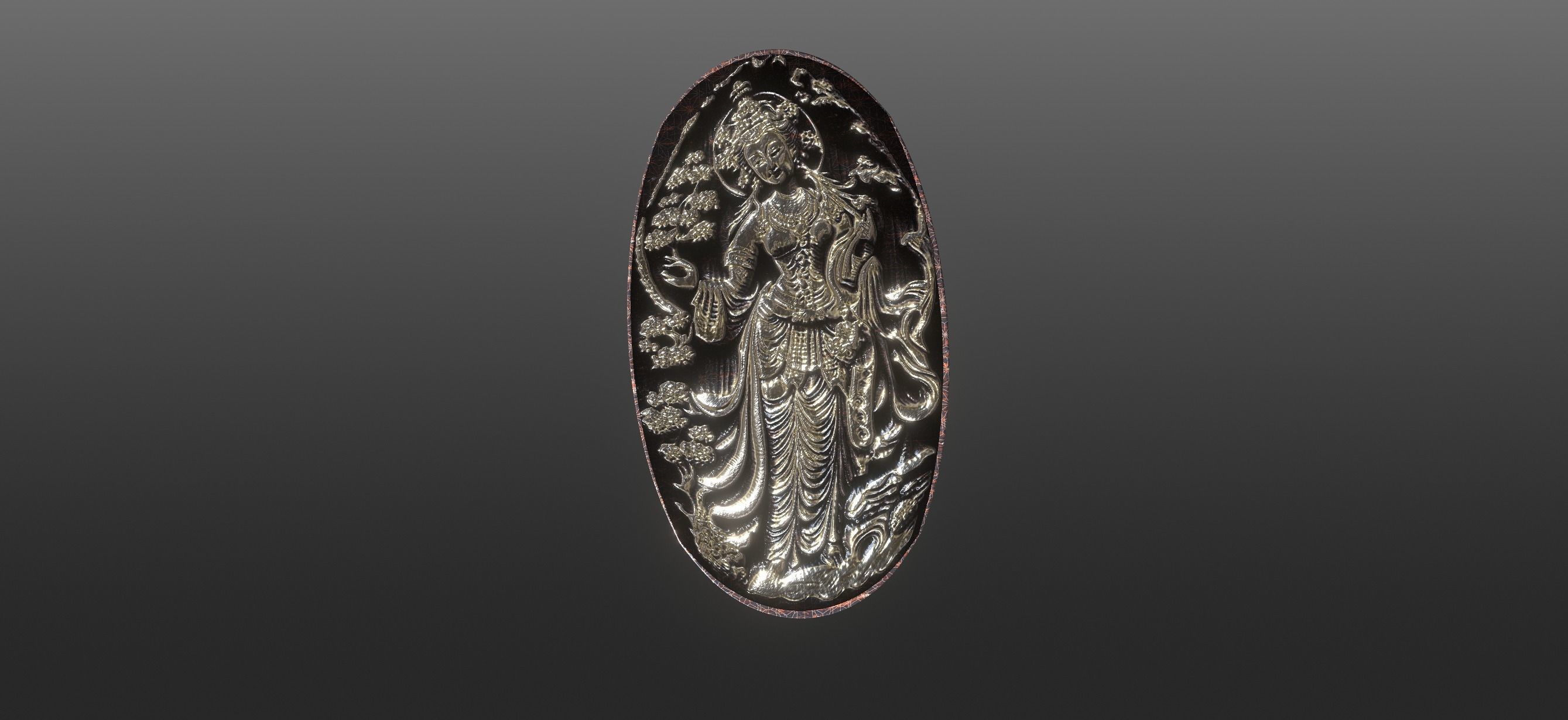 Ancient oriental sacre decorative basrelief Low-poly 3D model_17
