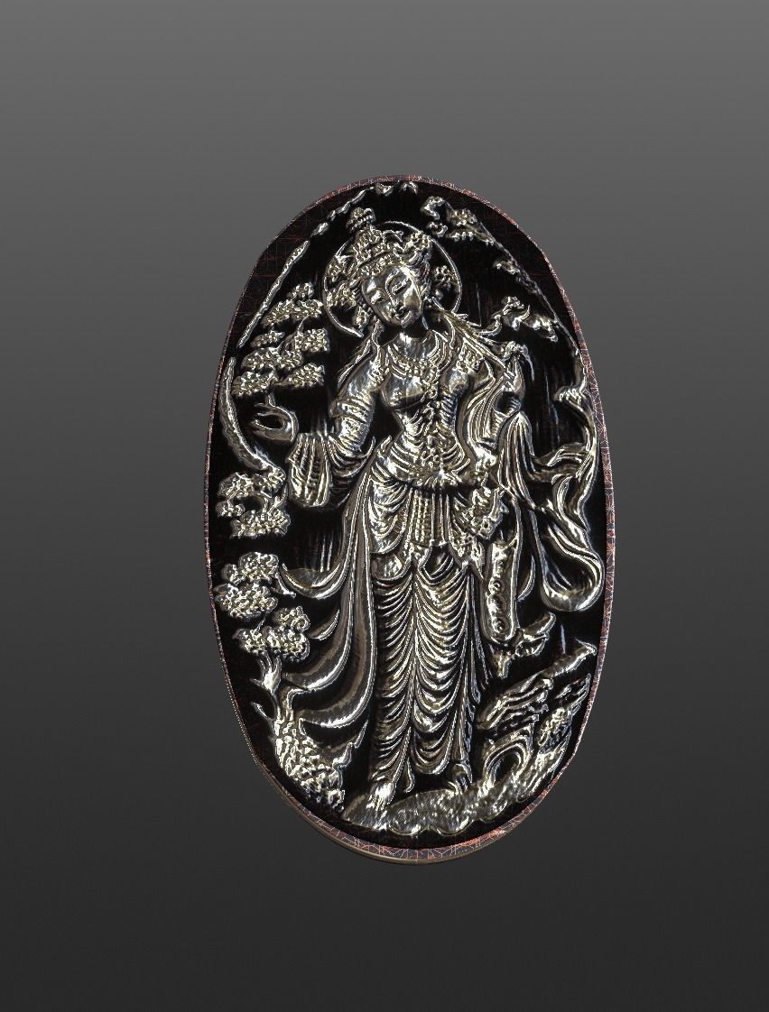 Ancient oriental sacre decorative basrelief Low-poly 3D model_11