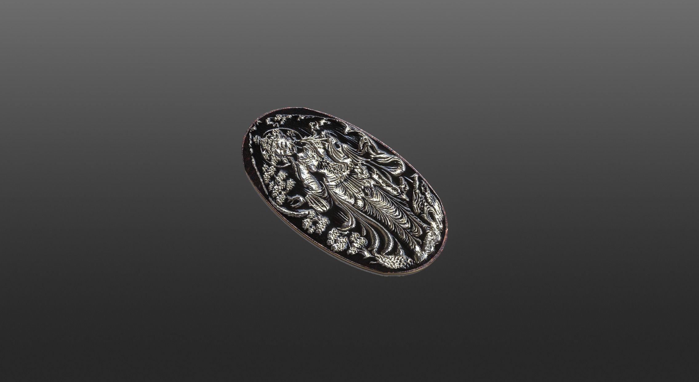 Ancient oriental sacre decorative basrelief Low-poly 3D model_30