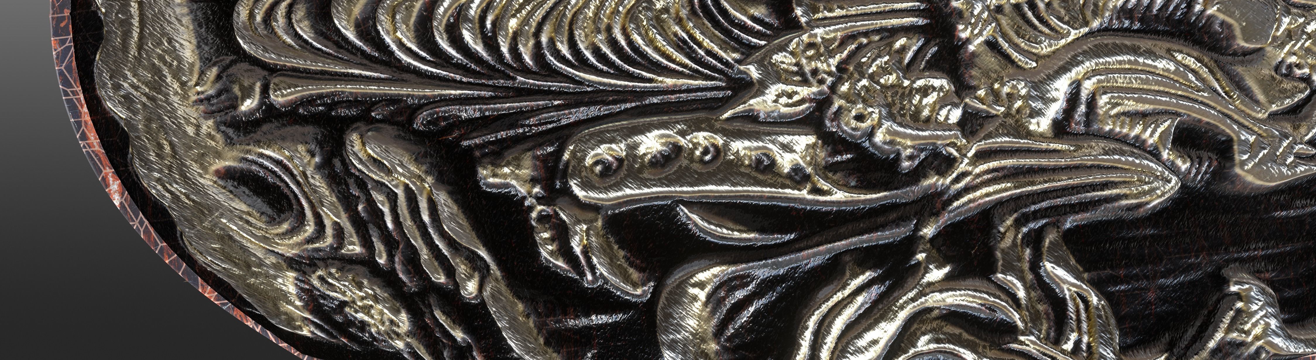 Ancient oriental sacre decorative basrelief Low-poly 3D model_9