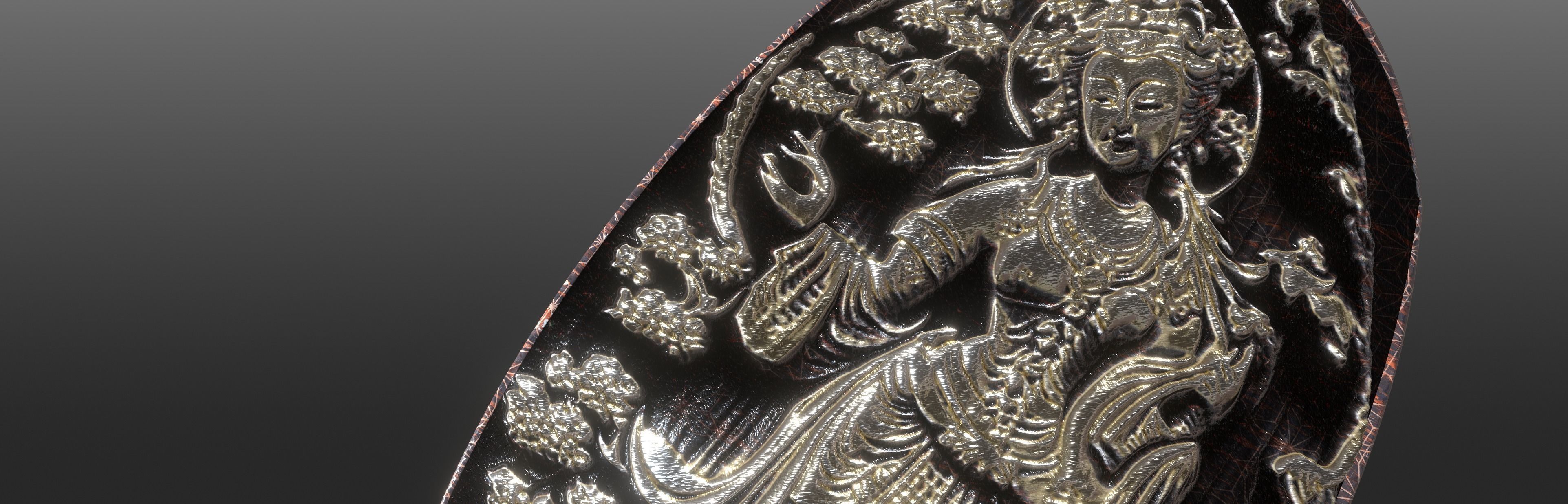 Ancient oriental sacre decorative basrelief Low-poly 3D model_44