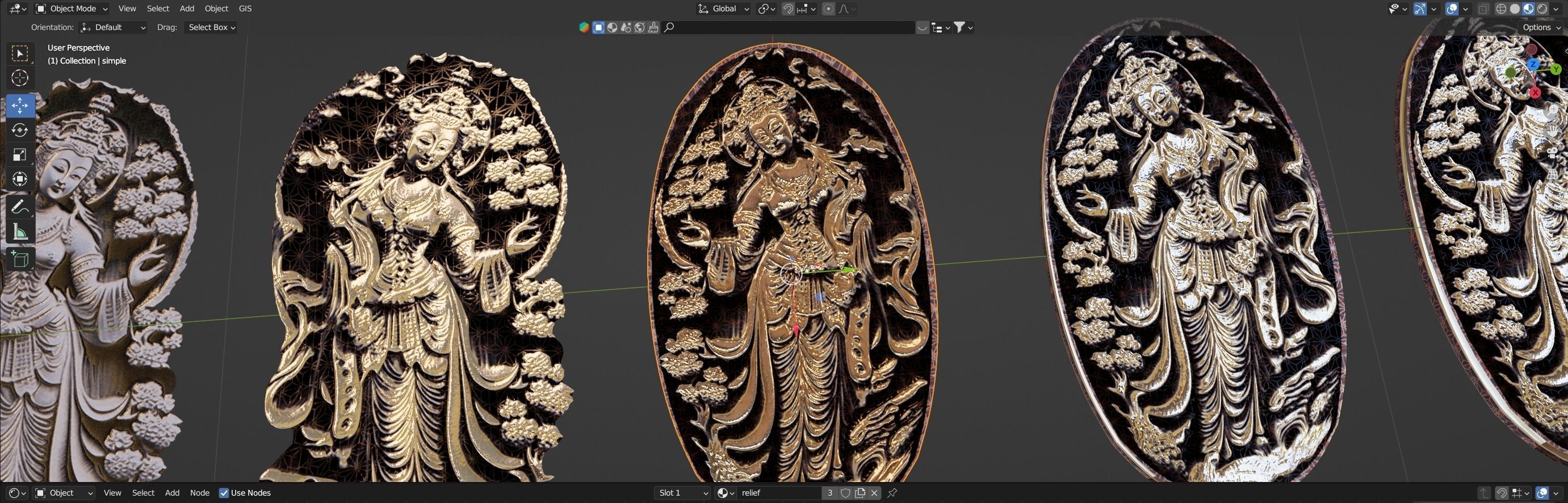 Ancient oriental sacre decorative basrelief Low-poly 3D model_38