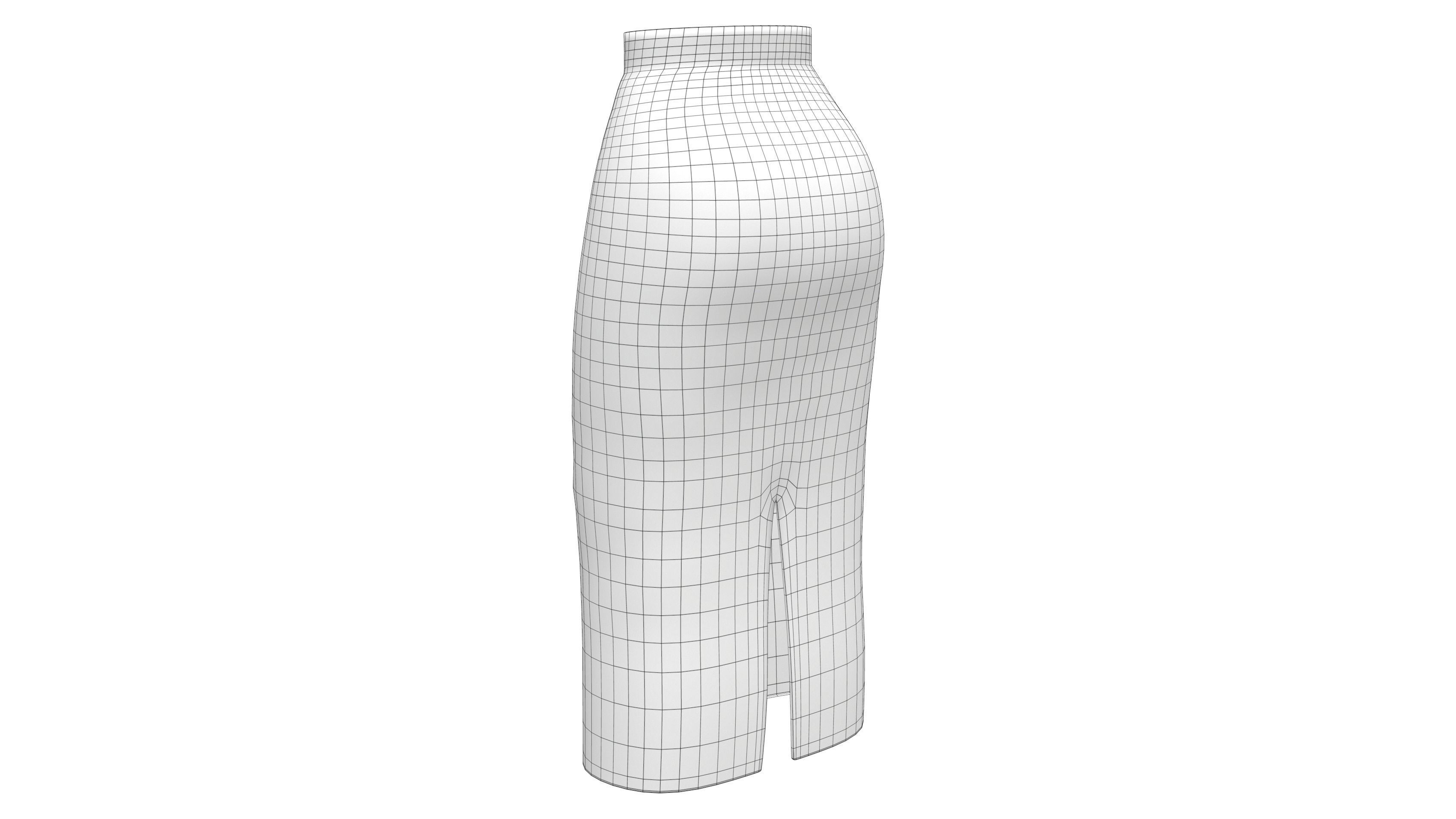 3D model Checkered Patterns BelowKnee Pencil Skirt VR / AR / lowpoly