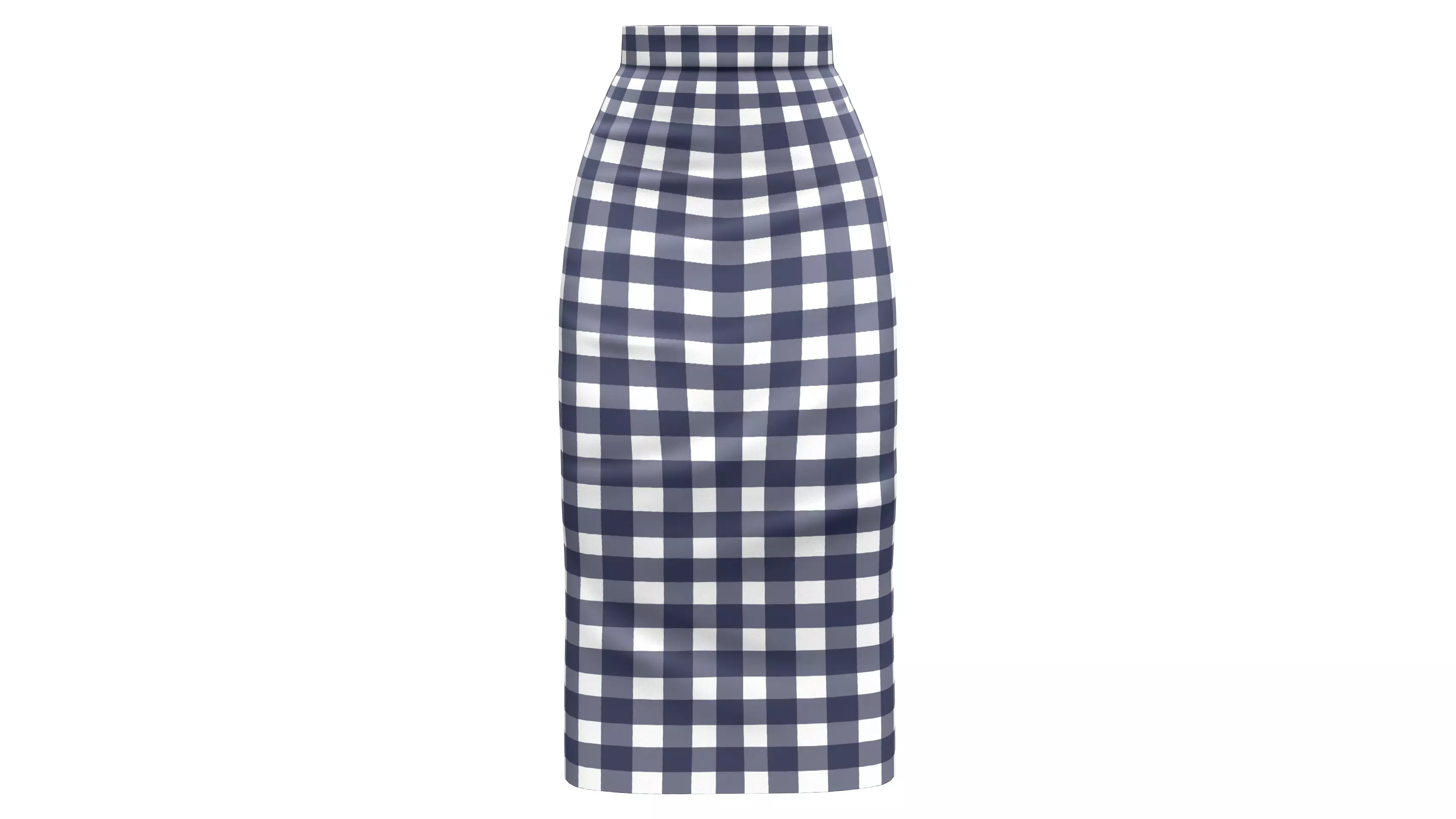 Checkered Patterns Below-Knee Pencil Skirt Low-poly 3D model