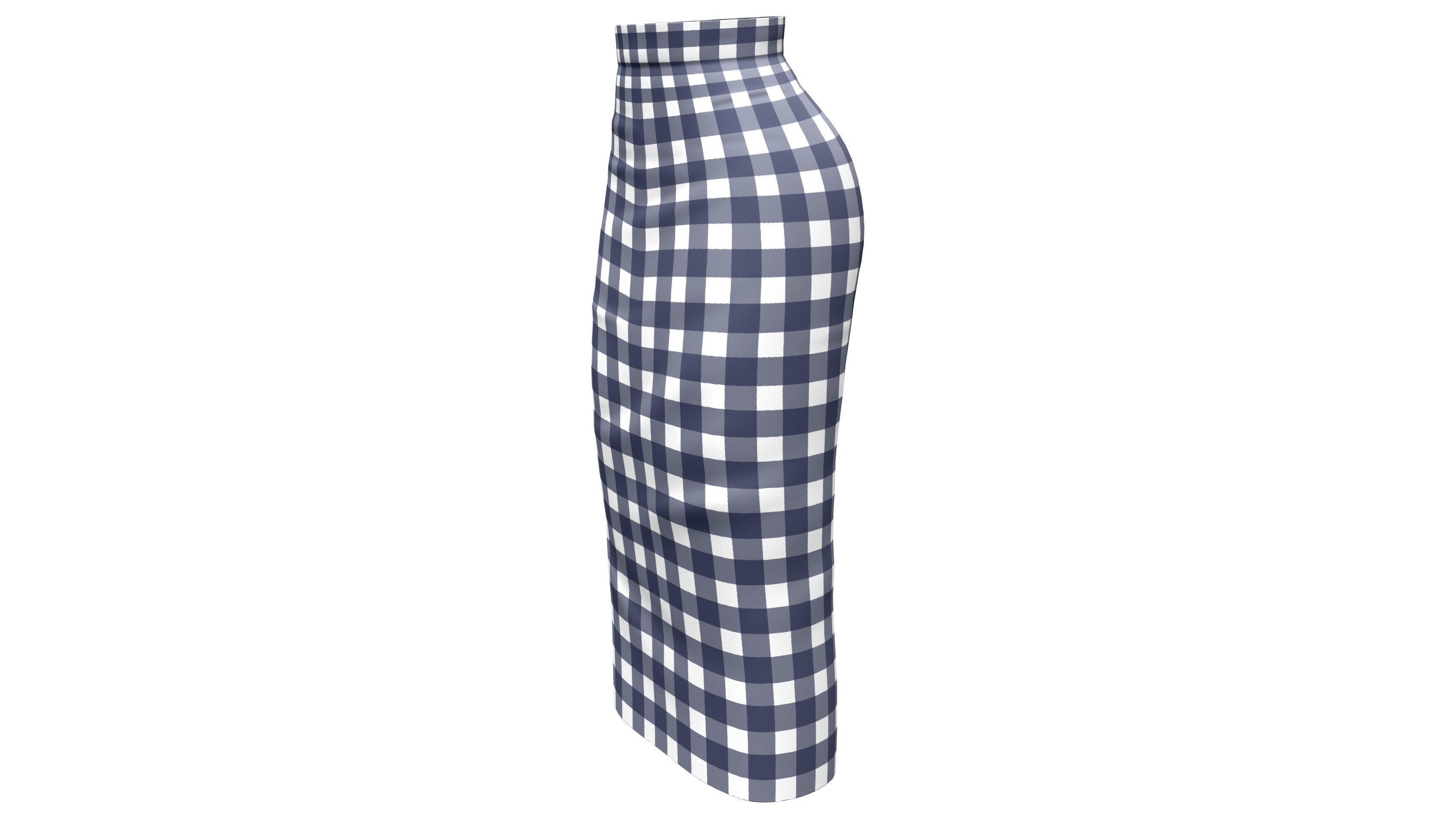 3D model Checkered Patterns BelowKnee Pencil Skirt VR / AR / lowpoly