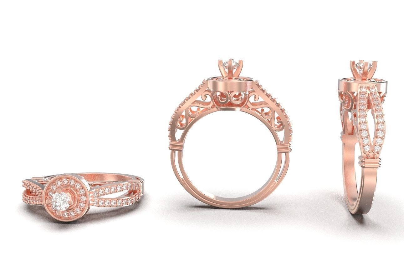 solitaire ring 13 3D print model_1