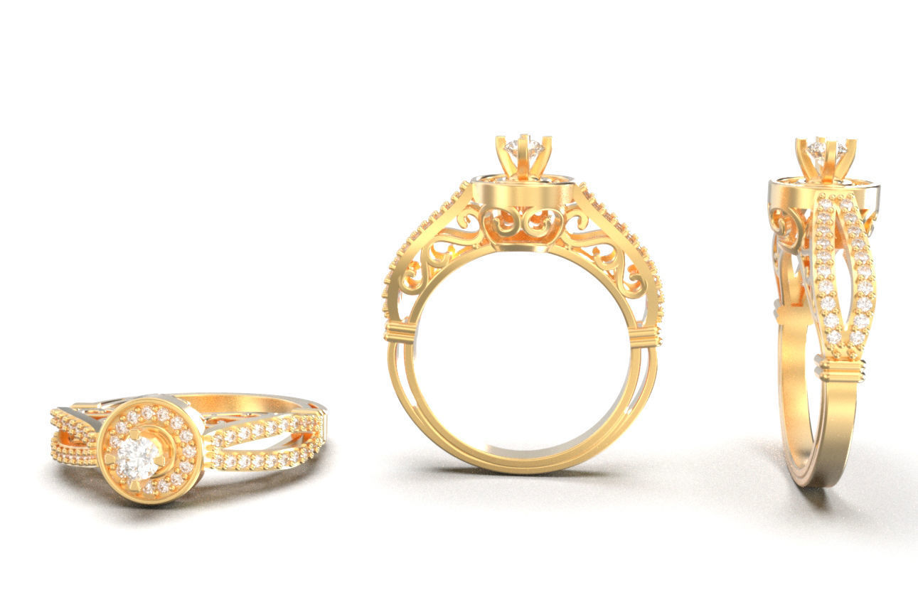 solitaire ring 13 3D print model_2