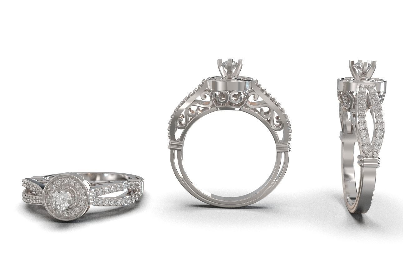 solitaire ring 13 3D print model_3