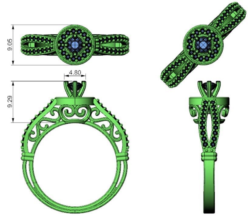 solitaire ring 13 3D print model_4