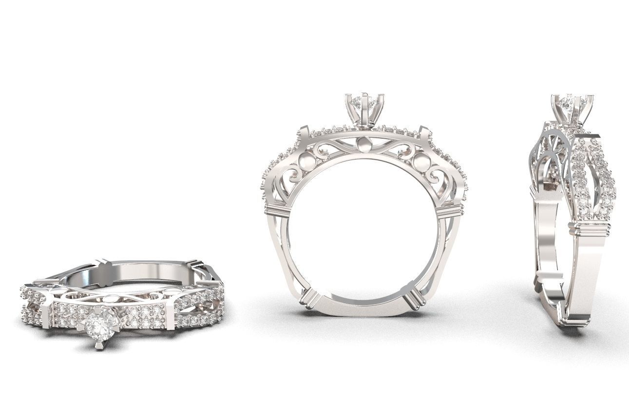solitaire ring 14 3D print model_3