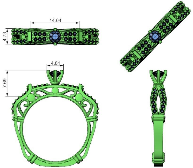 solitaire ring 14 3D print model_4