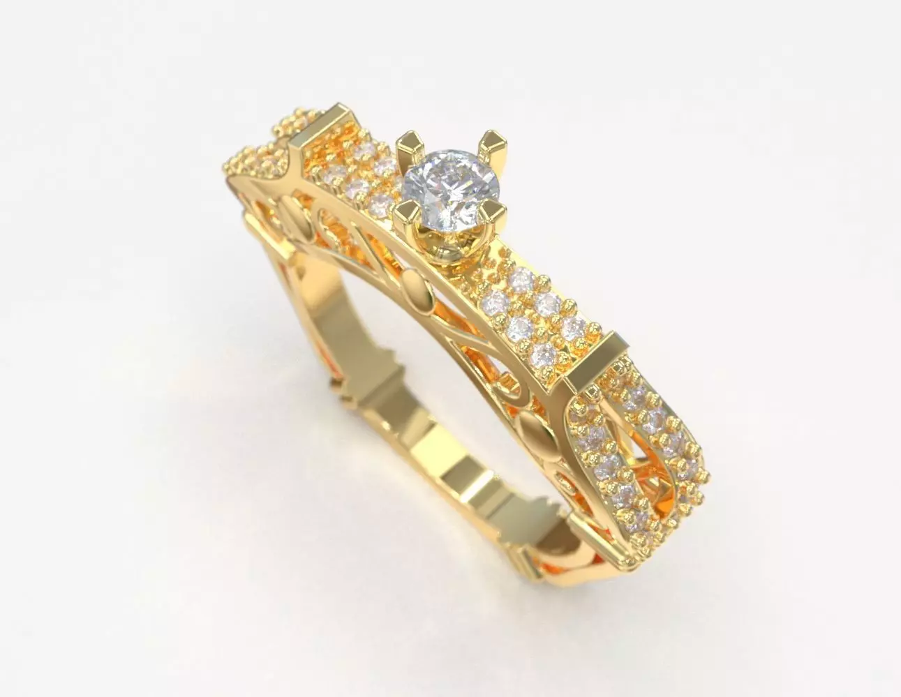 solitaire ring 14 3D print model_0