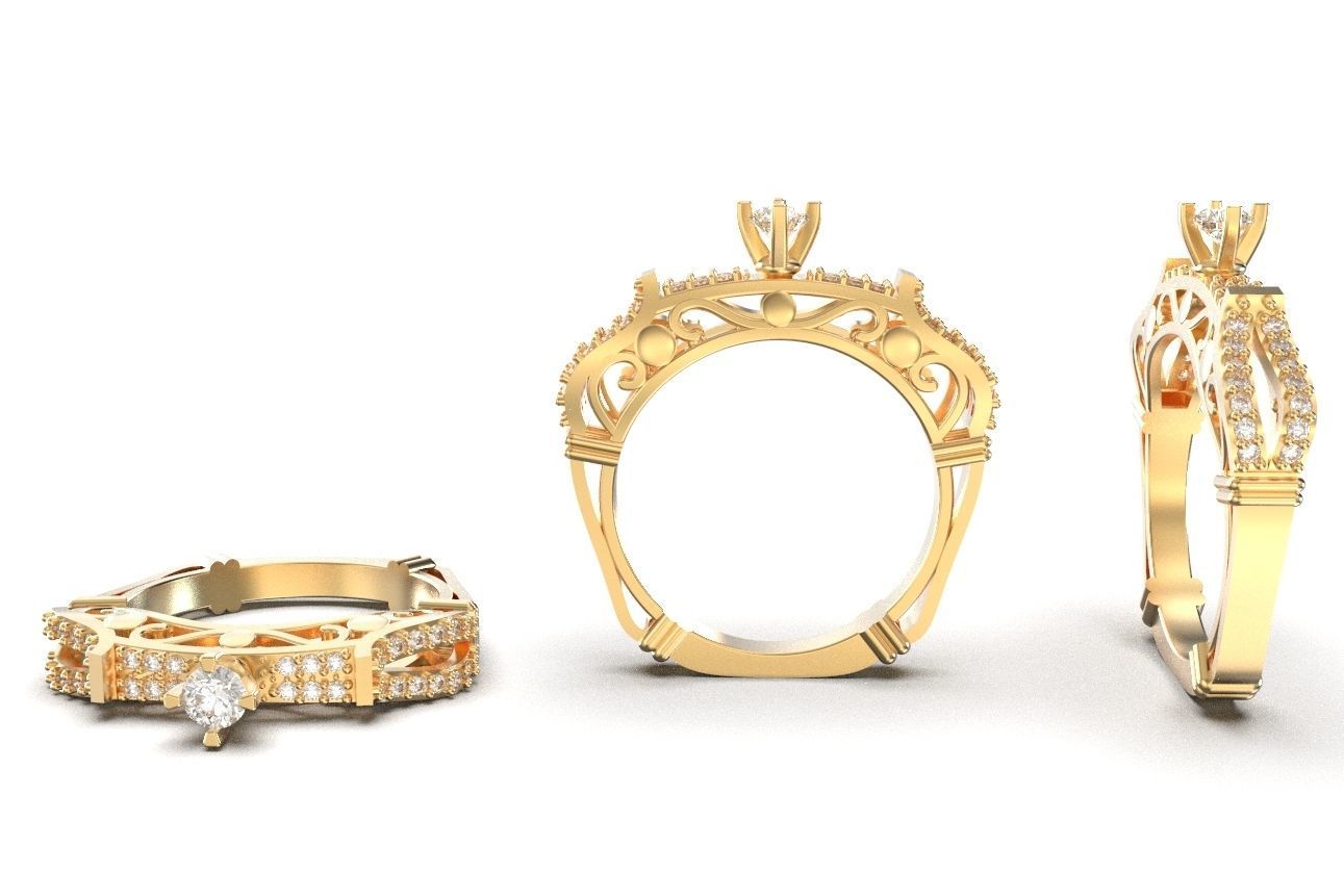 solitaire ring 14 3D print model_1