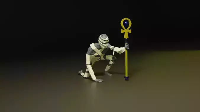 Mummy from Egypt Corpse in bandages Gameready Rigged Low-poly 3D model