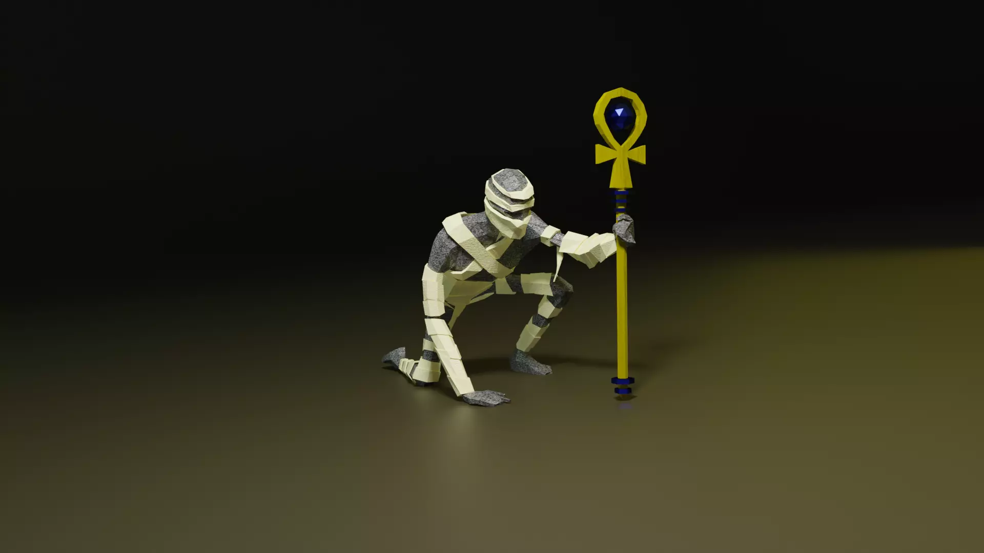 Mummy from Egypt Corpse in bandages Gameready Rigged Low-poly 3D model_0