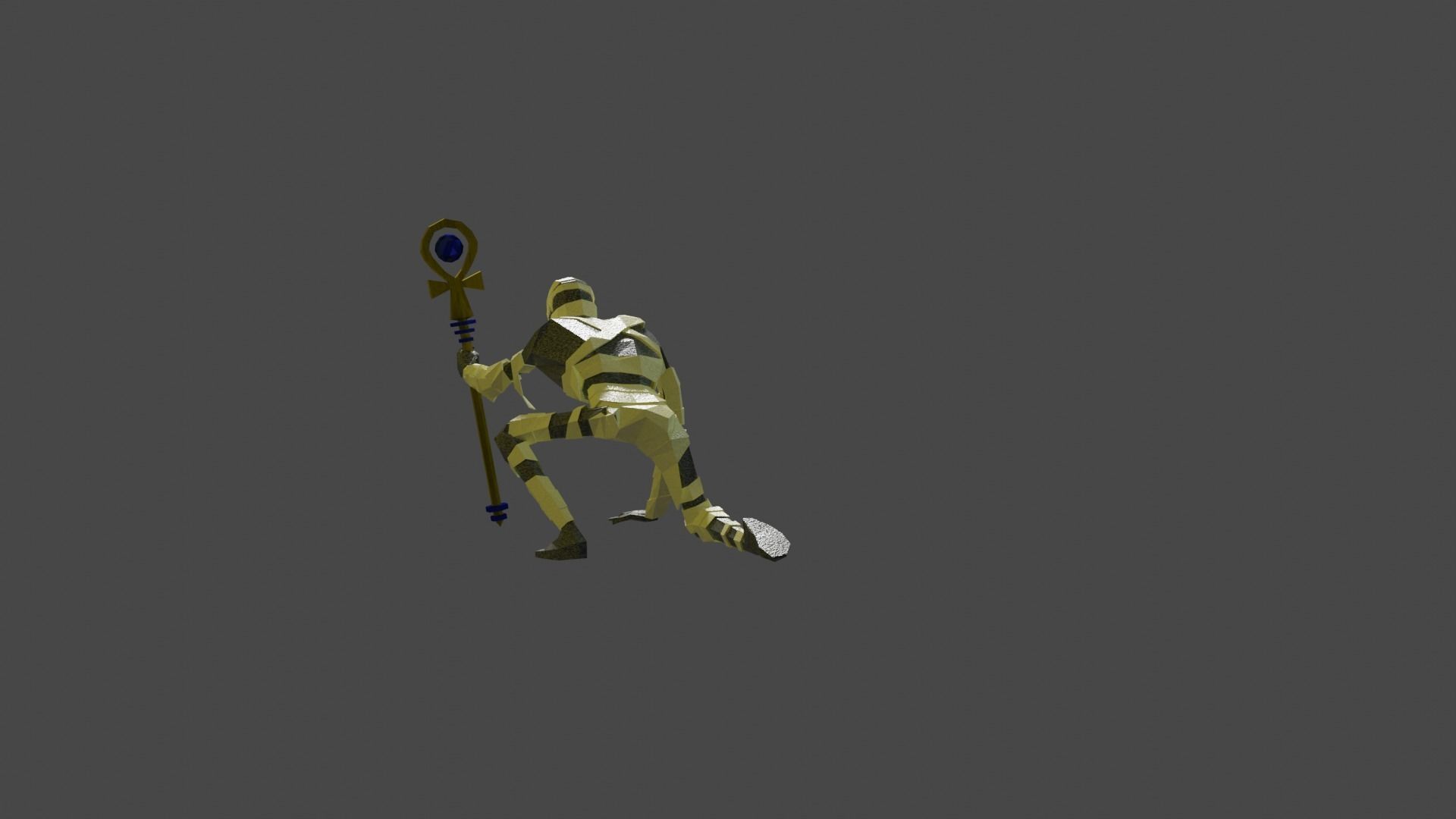 Mummy from Egypt Corpse in bandages Gameready Rigged Low-poly 3D model_1