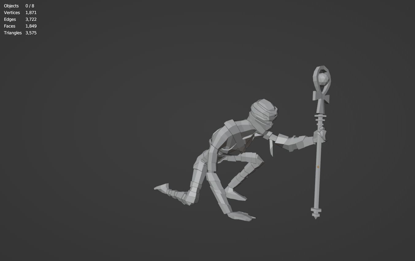 Mummy from Egypt Corpse in bandages Gameready Rigged Low-poly 3D model_4