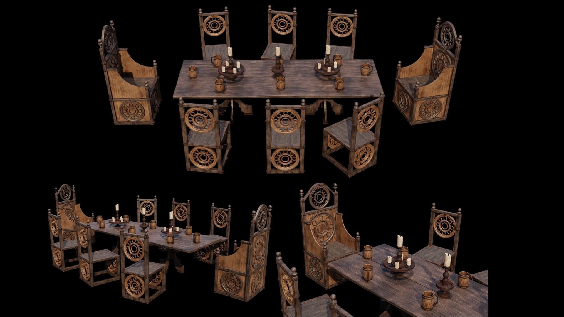 PBR WOOD FURNITURES - Asset - 04  - 4K Textures Game Ready Low-poly 3D model_16