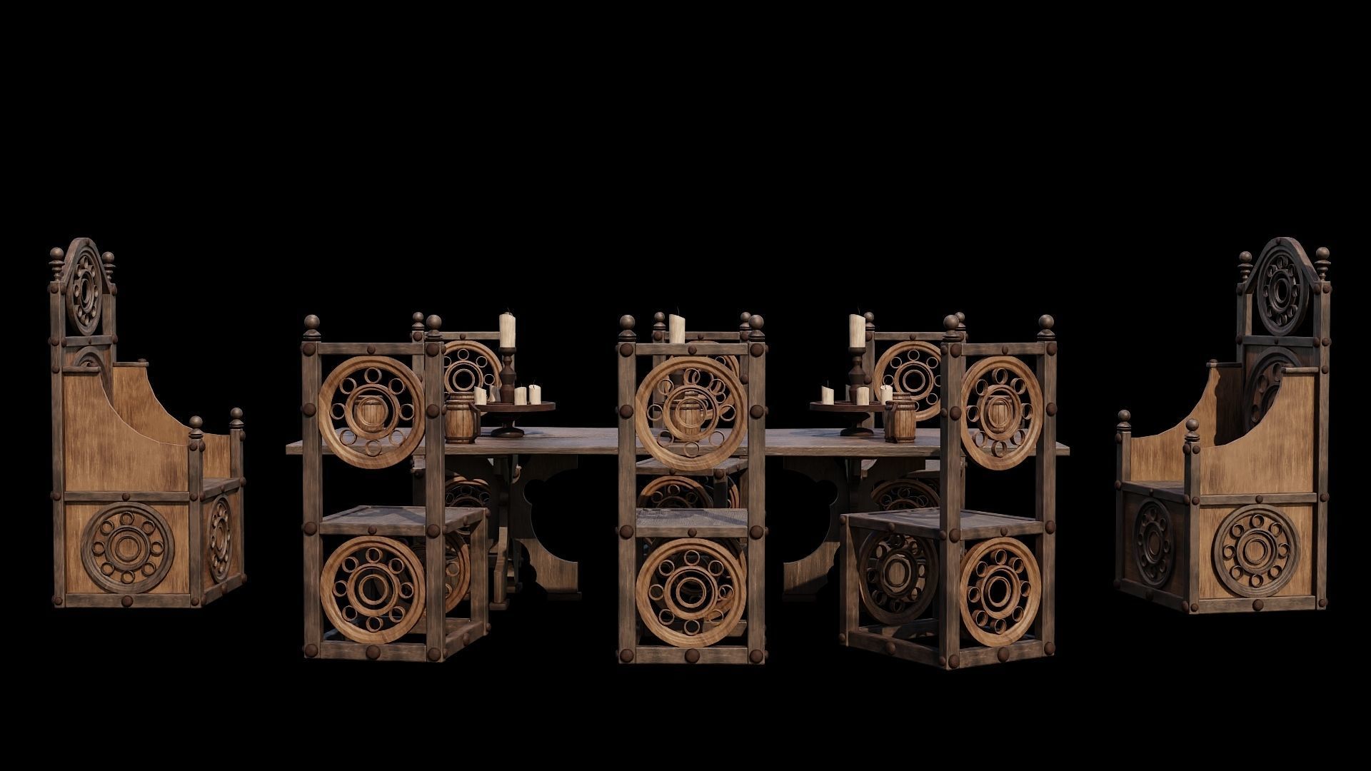 PBR WOOD FURNITURES - Asset - 04  - 4K Textures Game Ready Low-poly 3D model_7