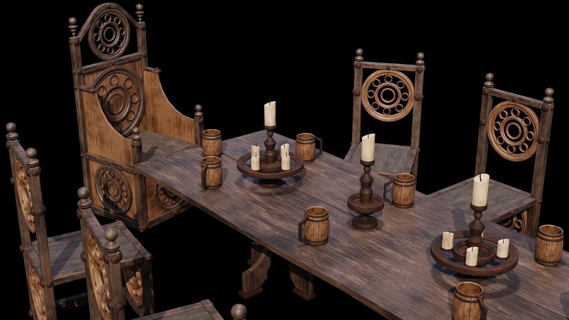 PBR WOOD FURNITURES - Asset - 04  - 4K Textures Game Ready Low-poly 3D model_4