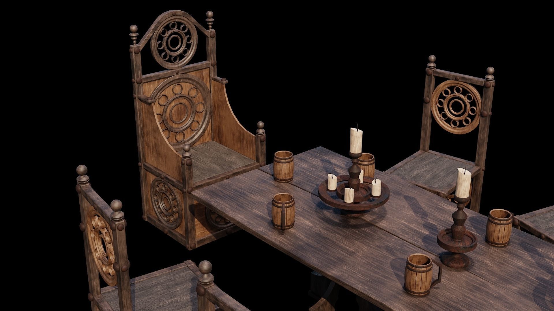 PBR WOOD FURNITURES - Asset - 04  - 4K Textures Game Ready Low-poly 3D model_13