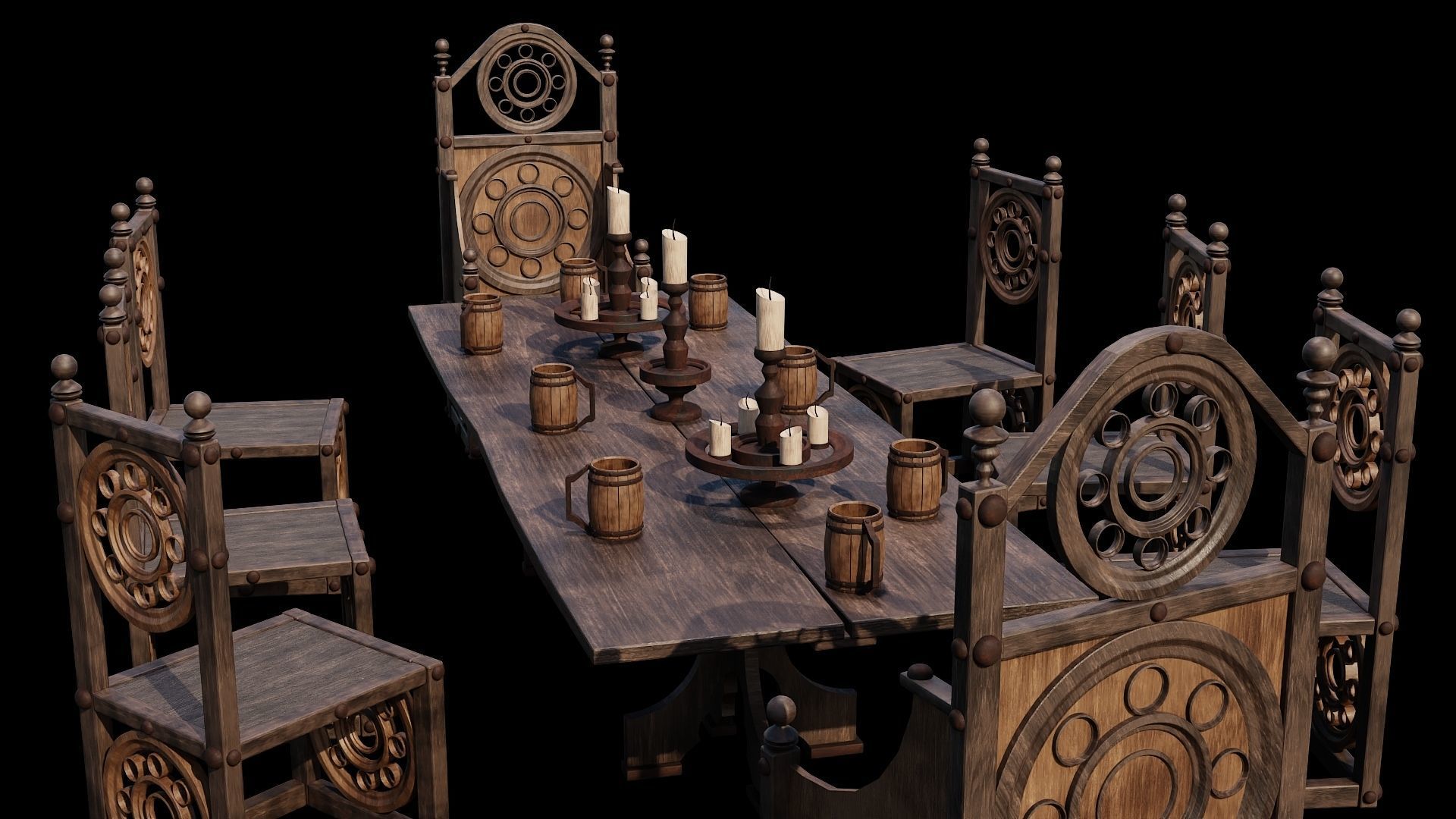 PBR WOOD FURNITURES - Asset - 04  - 4K Textures Game Ready Low-poly 3D model_6