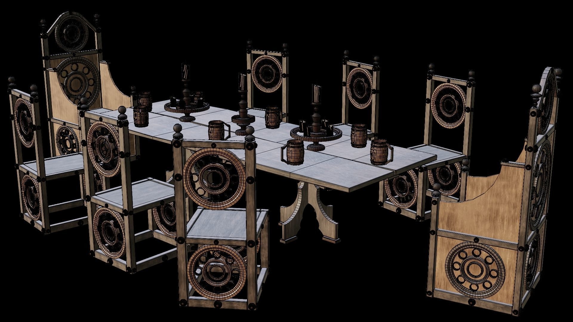 PBR WOOD FURNITURES - Asset - 04  - 4K Textures Game Ready Low-poly 3D model_22