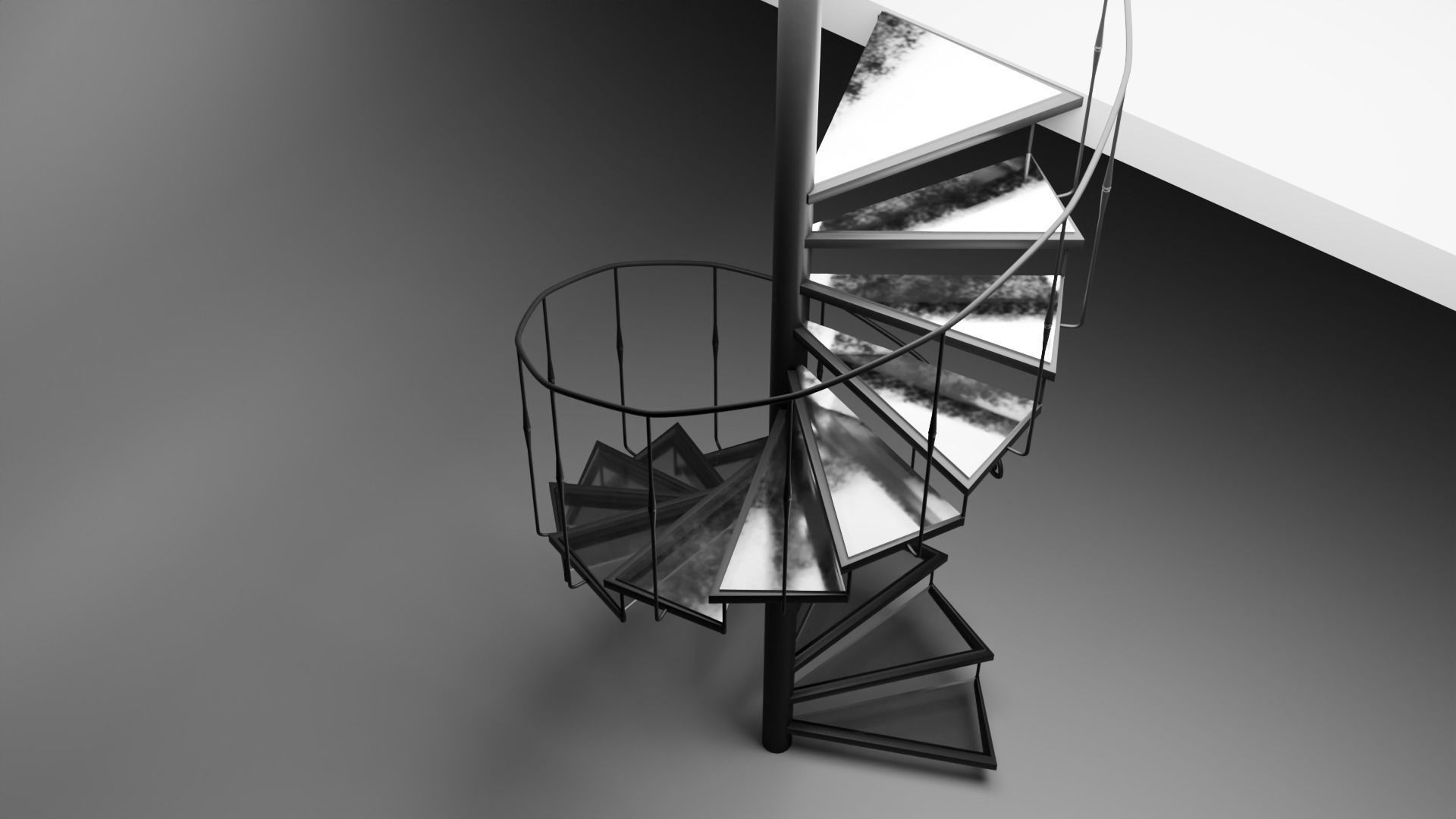 Spiral Staircase with Glass Steps Low-poly 3D model_6
