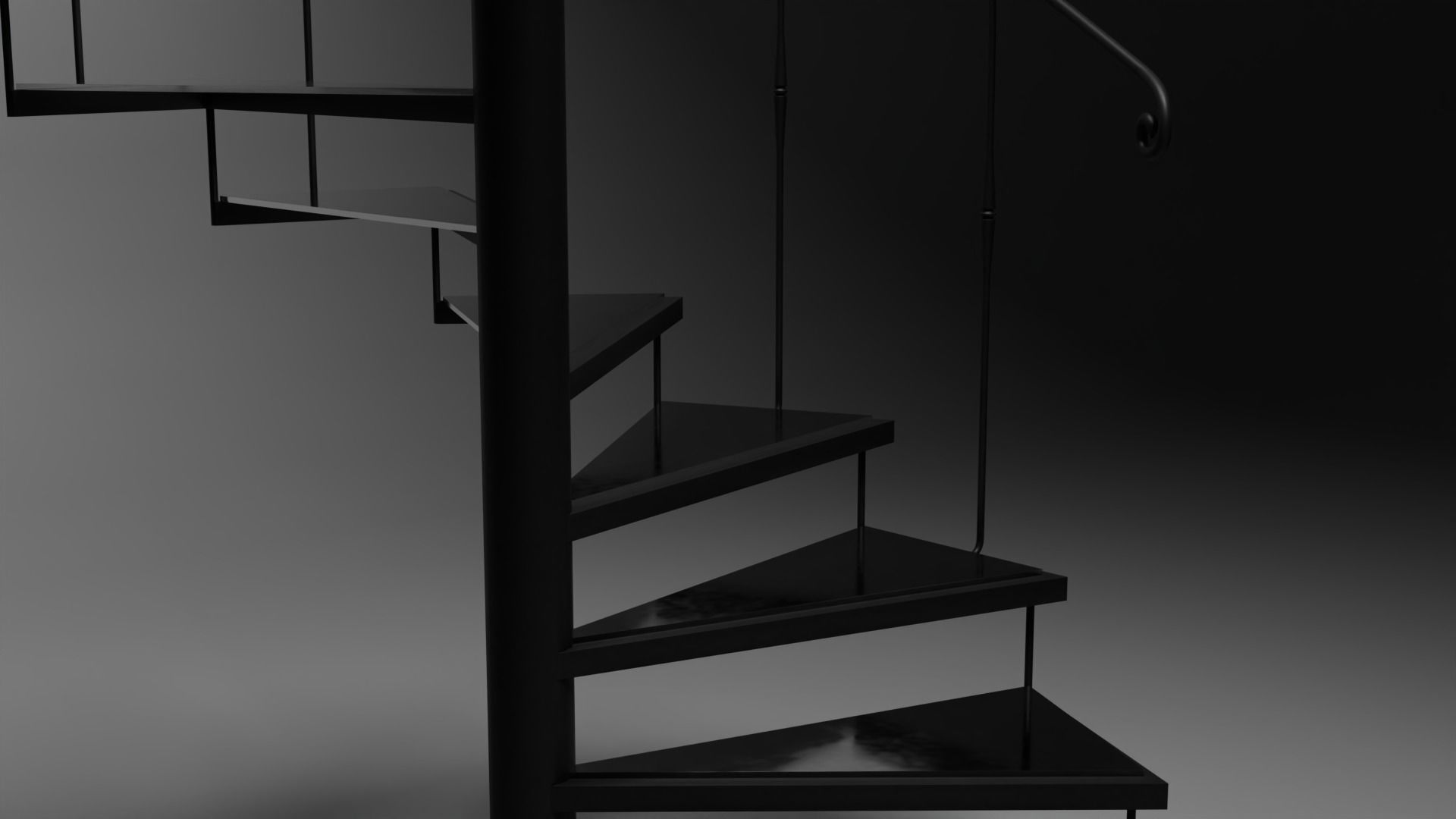Spiral Staircase with Glass Steps Low-poly 3D model_5