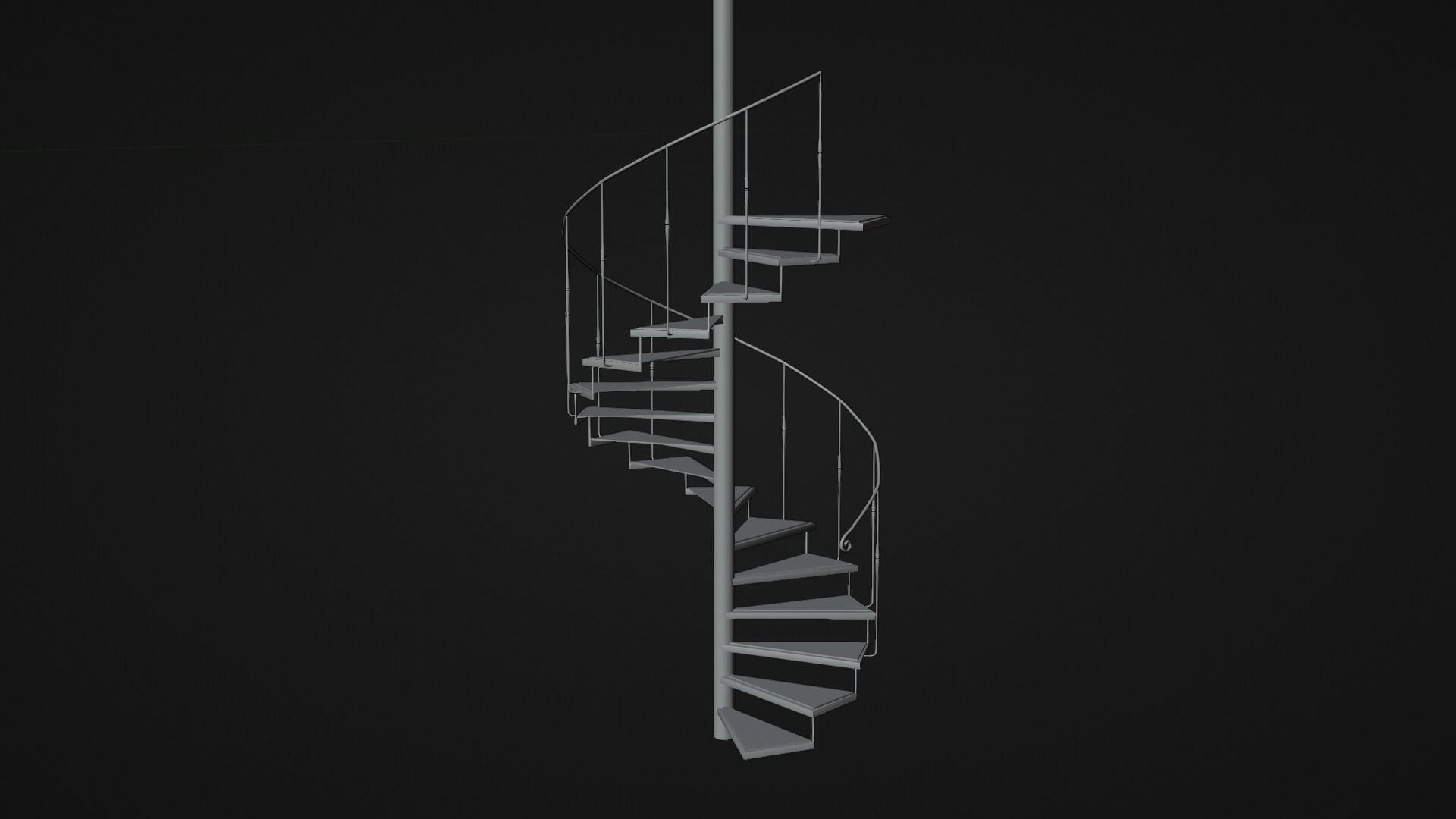 Spiral Staircase with Glass Steps Low-poly 3D model_7