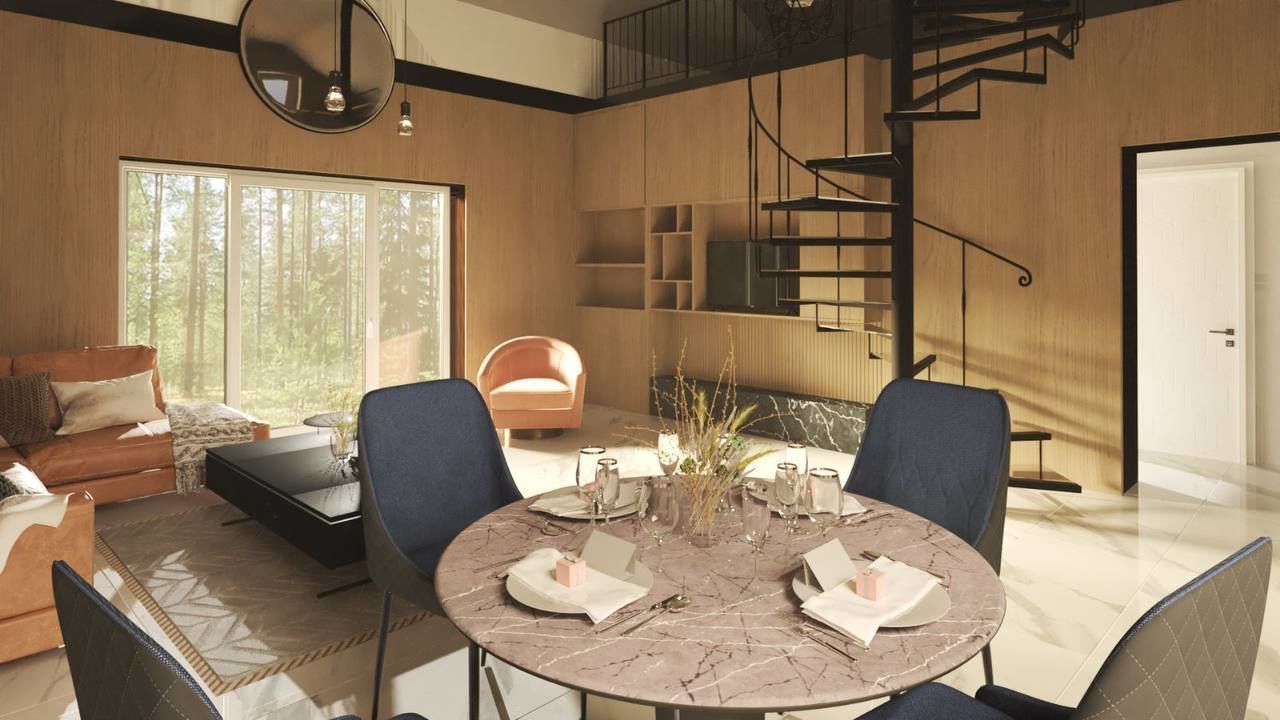 Spiral Staircase with Glass Steps Low-poly 3D model_2