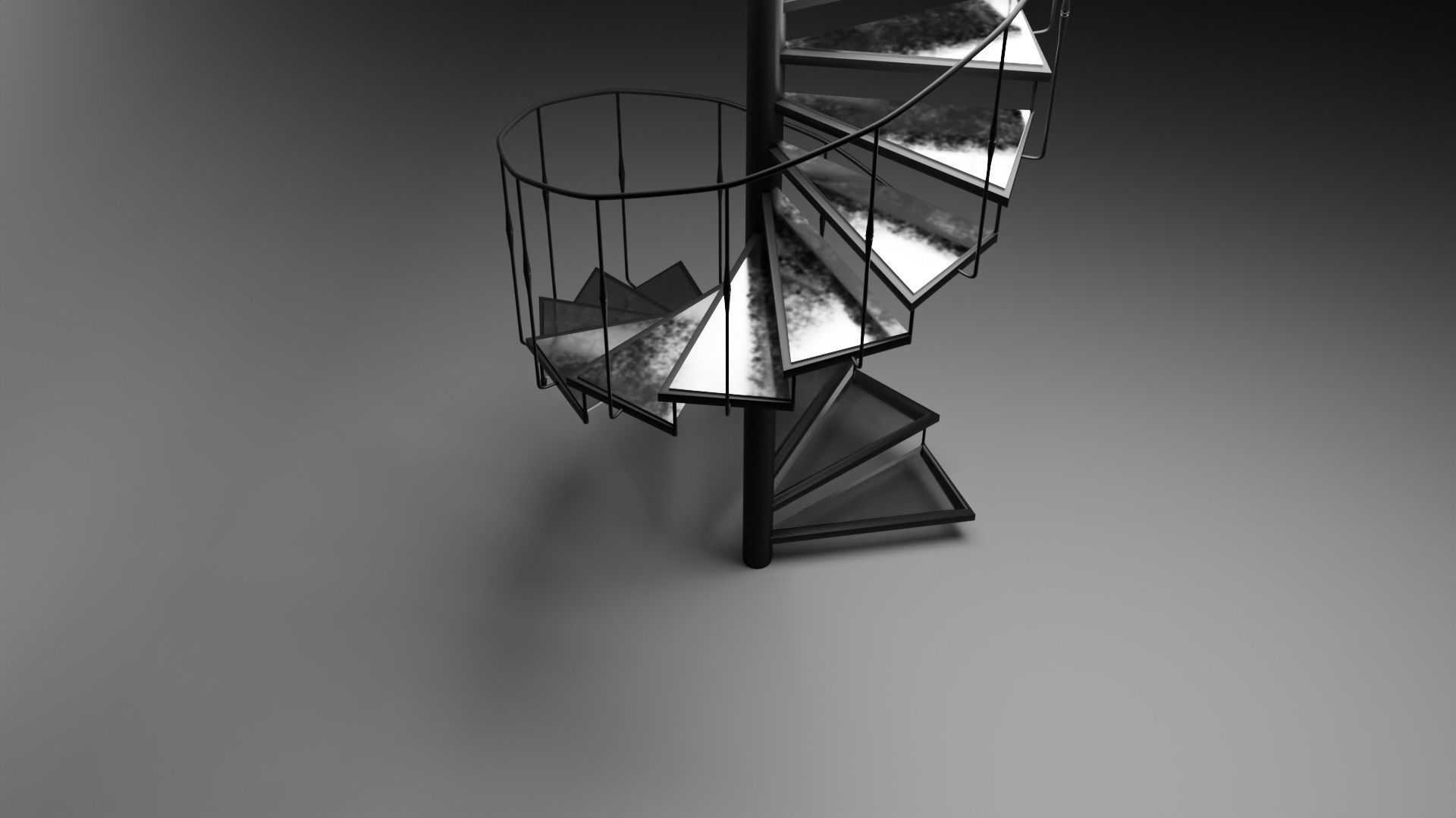Spiral Staircase with Glass Steps Low-poly 3D model_4