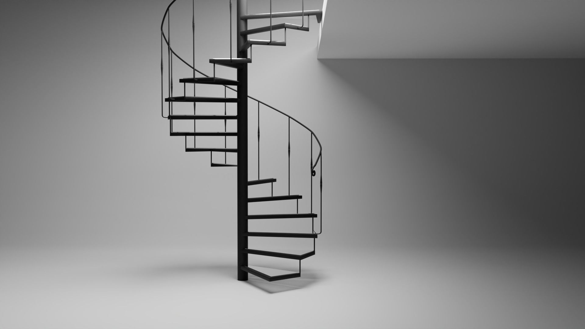 Spiral Staircase with Glass Steps Low-poly 3D model_3