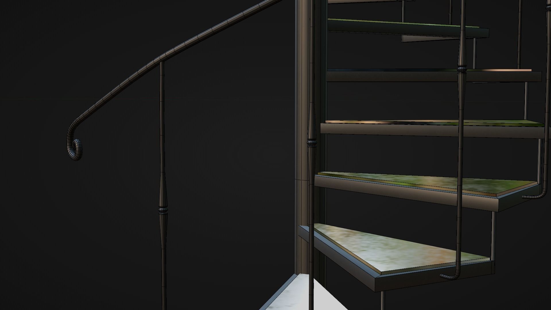 Spiral Staircase with Glass Steps Low-poly 3D model_10