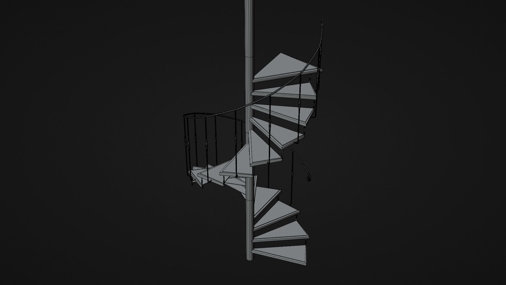 Spiral Staircase with Glass Steps Low-poly 3D model_8