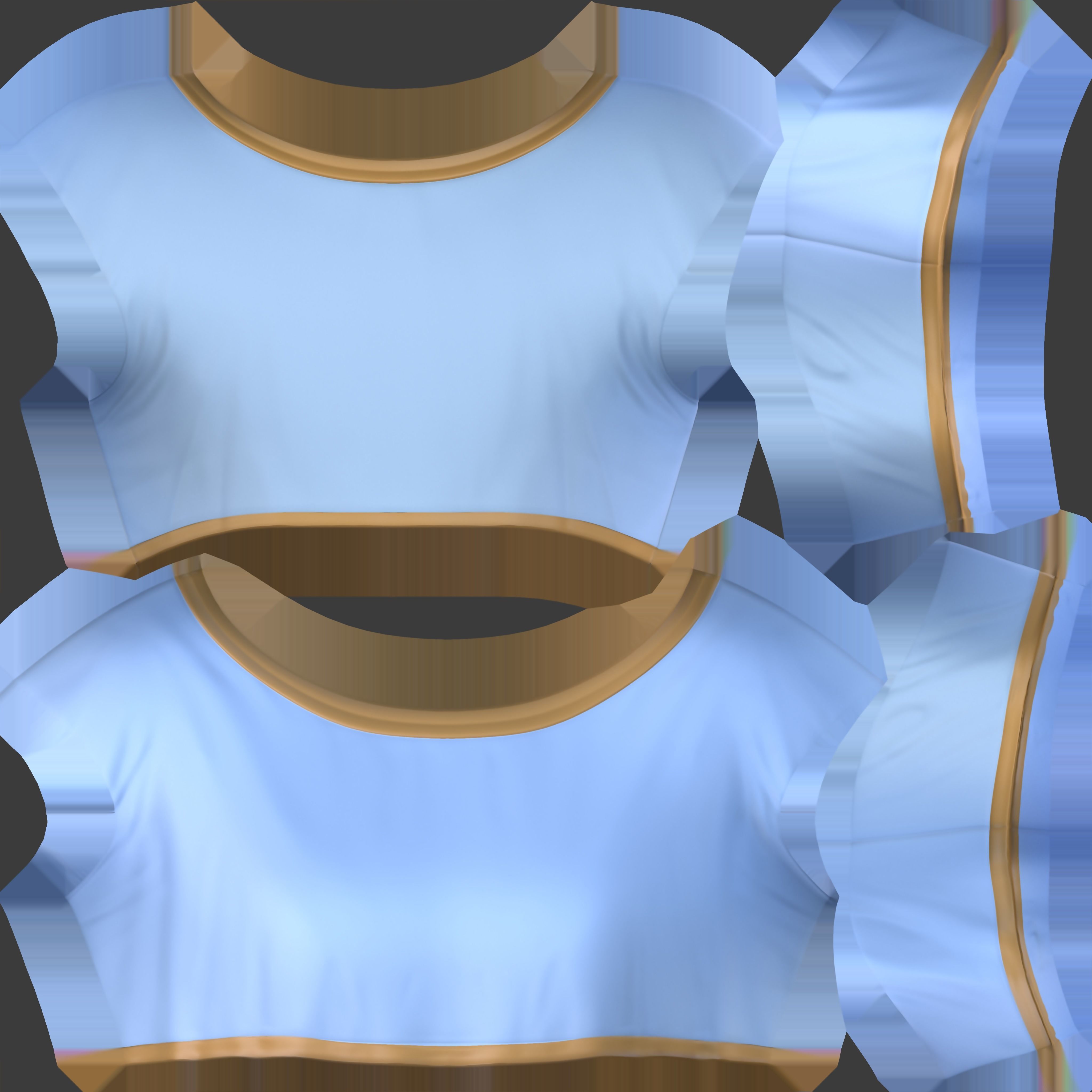 Blue Crop Top with Dungaree Low-poly 3D model_9