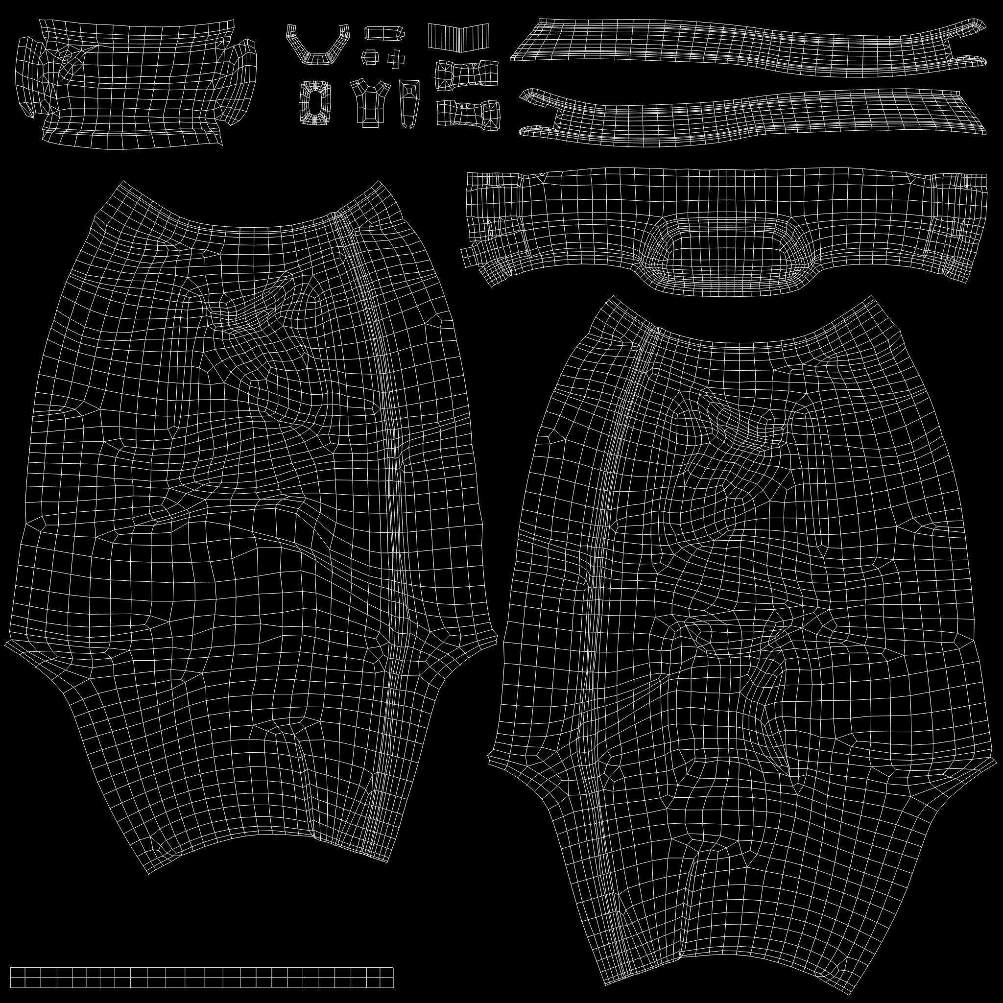 Blue Crop Top with Dungaree Low-poly 3D model_16